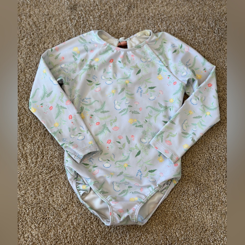 Minnow Girls Floral Rash Guard One Piece 3/4T